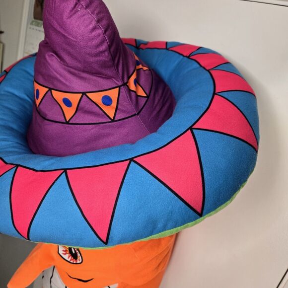 VTG Plush Neon Orange Jalapeño Caliente Toy Factory Mr. Pepper Esa Sombrero 36” - Picture 6 of 11